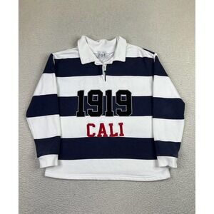 Better Together Shirt Womens XS Navy White Striped Rugby Long Sleeve 1919 CALI